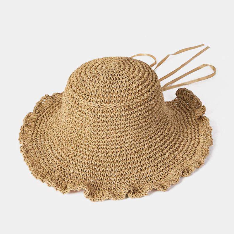 Naisten Sieni Reuna Takana Avautuva Bowknot Olkihattu Kesä Aurinkosuoja Bucket Hat