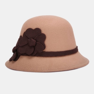 Naisten Tekovillakupoli Lyhytlierinen Kukkakoristelu Huopahattu Bucket Hat Rento Syksy Talvi Lämmin Silinteri