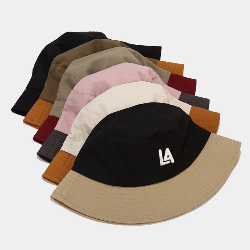 Nopeasti Kuivuva Unisex-kangas Väri-lohko Kirjekirjonta Muoti Auringonsuoja Bucket Hattu