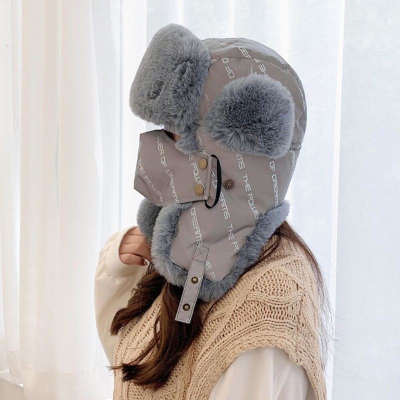 Uinsex Trapper Hat Cartoon Letter Geometrinen Heijastava Tuulenpitävä Lämpö Naamiolla Ushanka Hattu