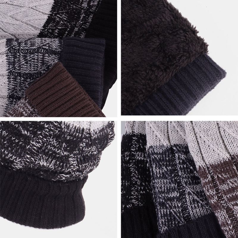 Unisex-akryyli Sekavärinen Neulottu Plus Samettiraidallinen Jacquard Paksun Lämpöinen Reunaton Pipo