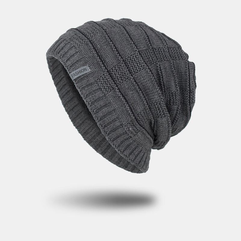 Unisex-akryyligeometrinen Ruudullinen Kuviollinen Elastinen Neulottu Hattu Outdoor Plus Samettilämmin Säädettävä Pipo