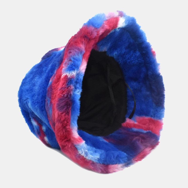 Unisex Faux Kanin Turkki Värikäs Gradientti Tie-dye Kauhahattu Talvi Paksuen Lämpö Tuulenpitävä Muoti Auringonsuojahattu
