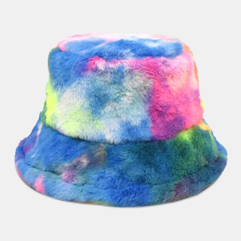 Unisex Faux Kanin Turkki Värikäs Gradientti Tie-dye Kauhahattu Talvi Paksuen Lämpö Tuulenpitävä Muoti Auringonsuojahattu