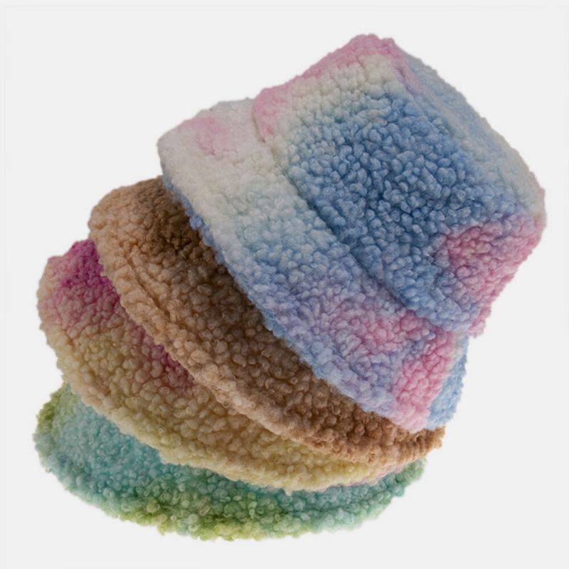 Unisex Huopa Lampaan Hiussideväriaine Plus Paksu Lämmin Tuulenpitävä Pehmeä Ämpärihattu