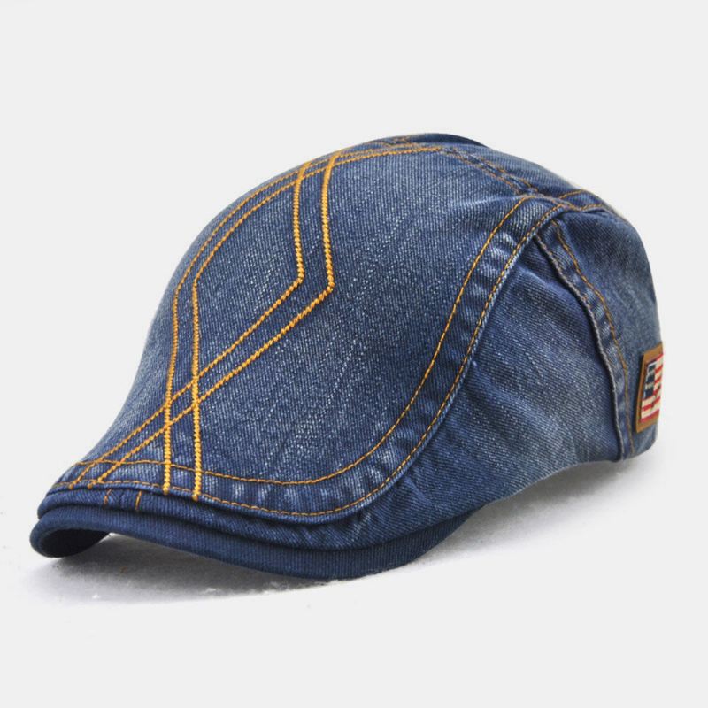 Unisex-kaksoiskirjontalanka Timanttiruudukko Ivy-lippis Säädettävä Rento Twill-lippis Barettihattu Litteä Hattu