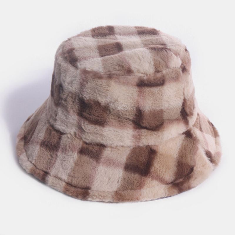 Unisex-kaninkarvaruudukkokuvio Plus Paksu Lämmin Tuulenpitävä Pehmeä Kaikkiin Sopiva Matkalaukkuhattu