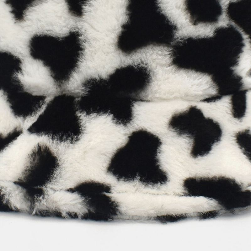 Unisex Lampaankarva Pehmeä Lämmin Rento Söpö Lehmäkuvioinen Ämpärihattu