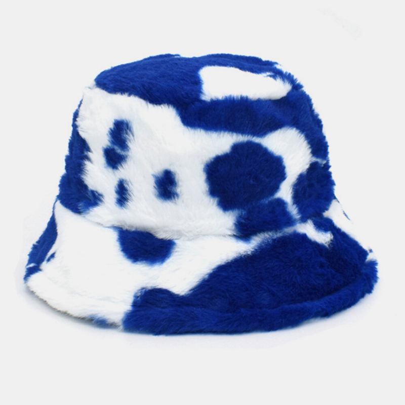 Unisex Lampaankarva Pehmeä Lämmin Rento Söpö Lehmäkuvioinen Ämpärihattu