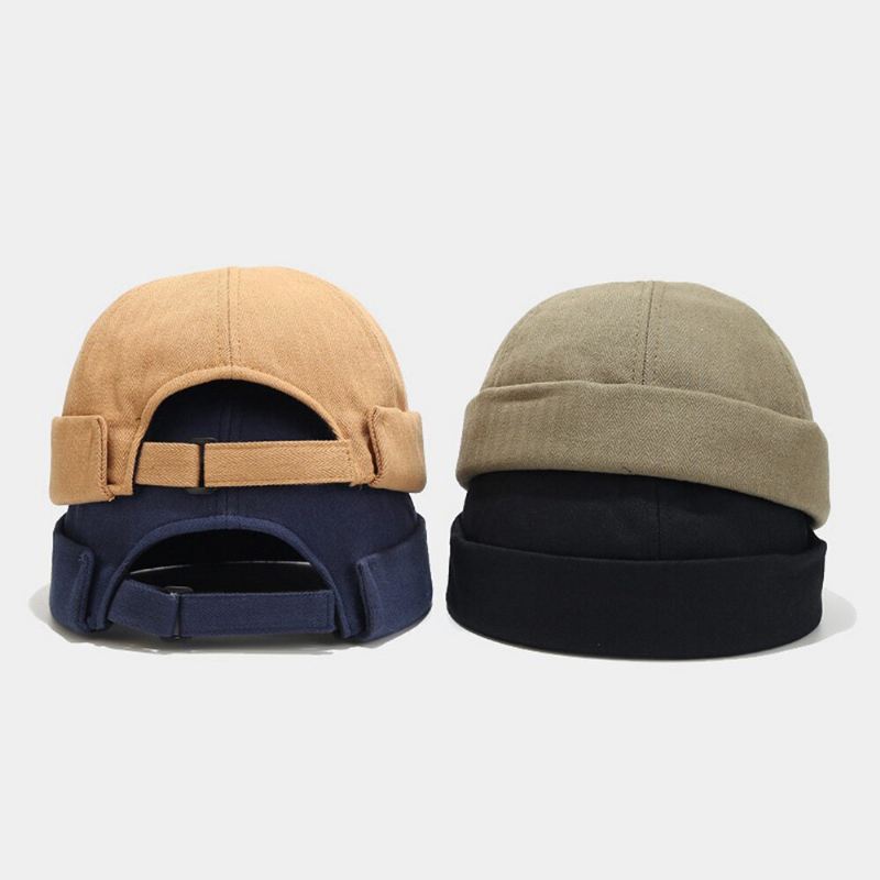 Unisex Landlord Lippalakki Puuvilla Yksivärinen Kalanruoto Stripes Dome Persoonallisuus Brimless Pipo Merimies Hattu Skull Cap