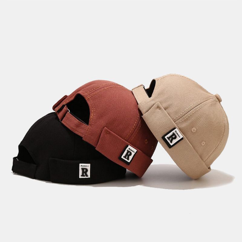 Unisex Leveälierinen Kirjaintarra Patch Landlord Cap Casual Sunshade Aurinkovoide Brinless Beanie Skull Cap