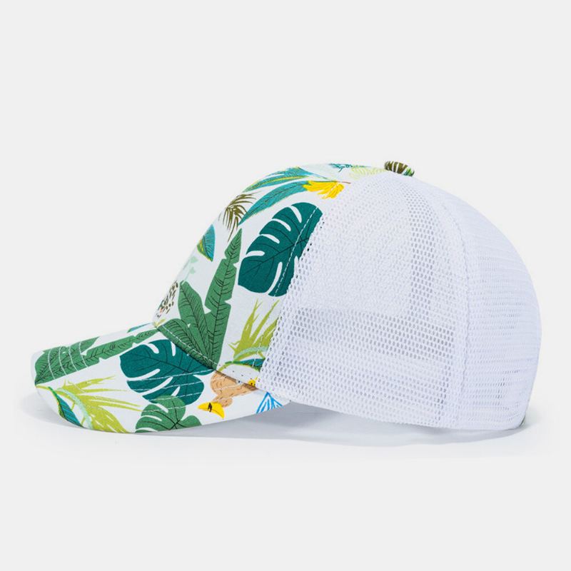 Unisex Mesh Hengittävä Muoti Kukkalehti Painettu Juhlapäivänvarjo Baseball-hattu