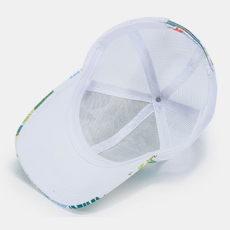 Unisex Mesh Hengittävä Muoti Kukkalehti Painettu Juhlapäivänvarjo Baseball-hattu