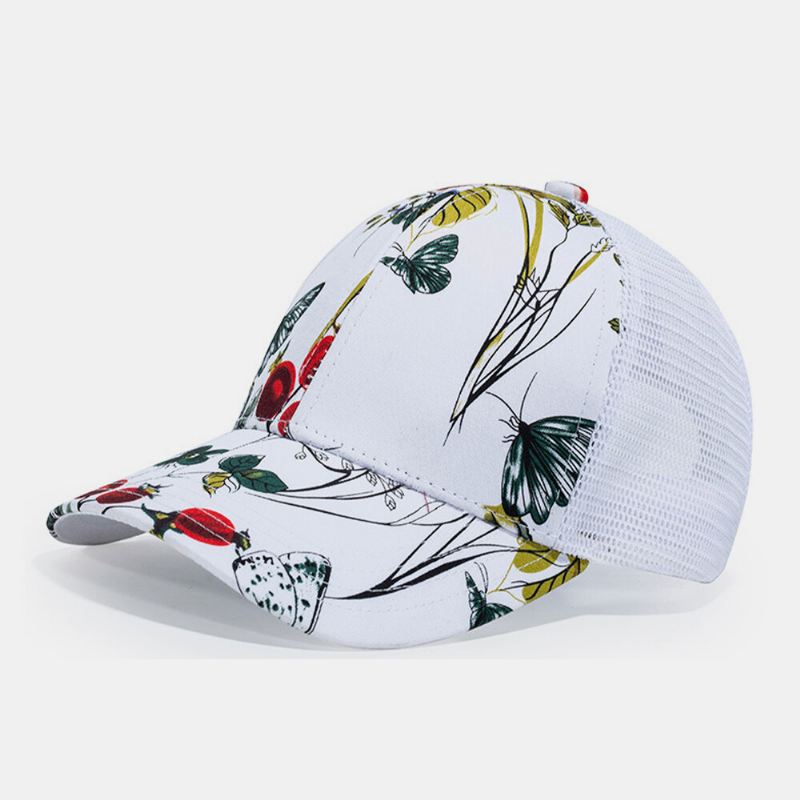 Unisex Mesh Muoti Kukkapainettu Loma Aurinkovarjo Hengittävä Baseball Hattu