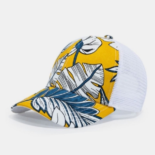 Unisex Mesh Muoti Kukkapainettu Loma Aurinkovarjo Hengittävä Baseball Hattu