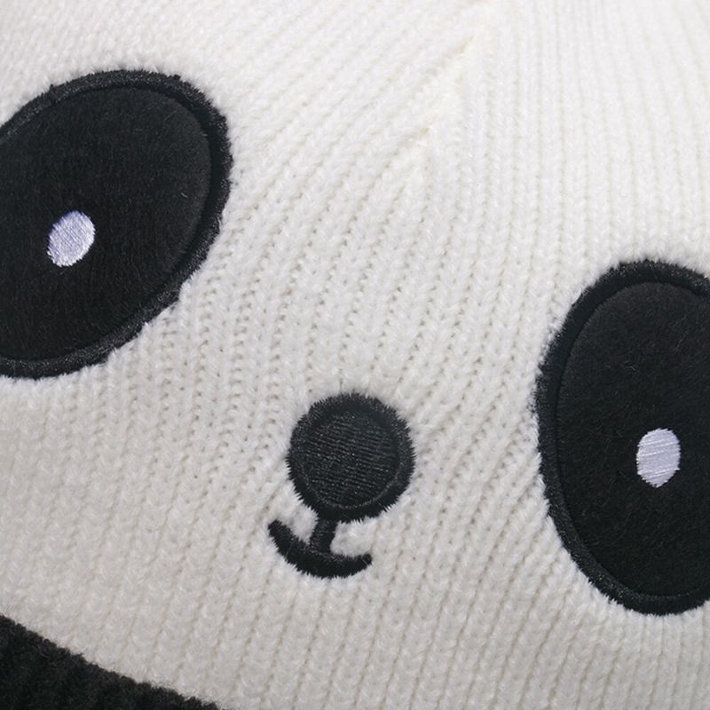 Unisex-neulottu Hattu Sarjakuva Pandan Pään Muotoinen Kirjonta Muoti Lämmin Laippapipo Hattu