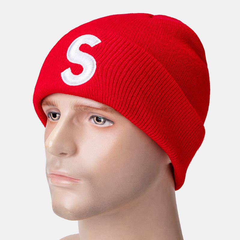 Unisex Pehmo S-kirjaimella Brodeerattu Hip-hop Lämmin Reunaton Pipo Landlord Cap Neulottu Hattu