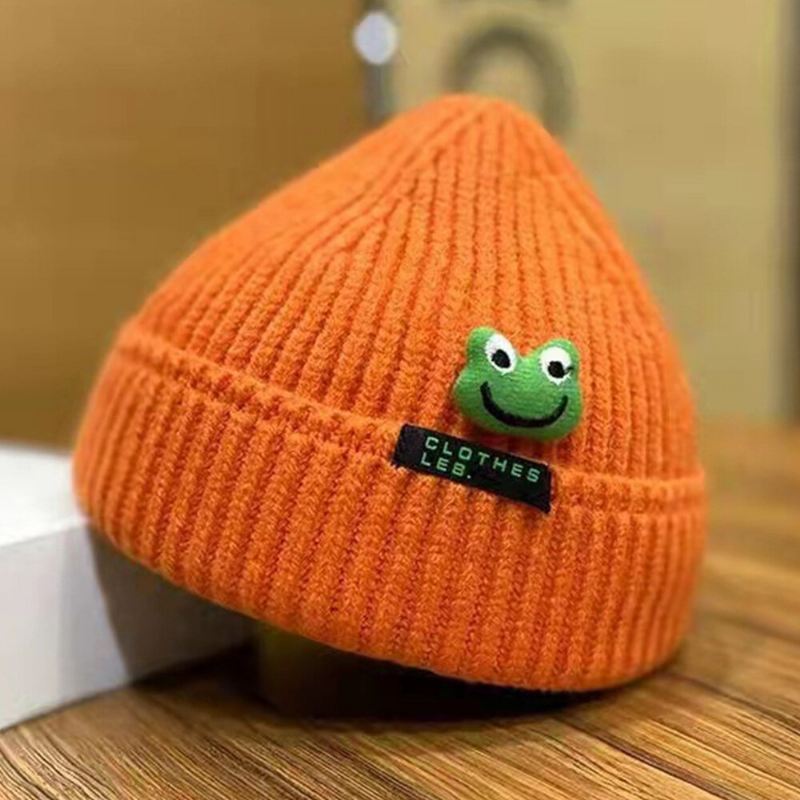 Unisex-pipohatut Sarjakuva Sammakkonukke Koriste Kirje Patch Landlord Cap Skull Cap Neulottu Hat