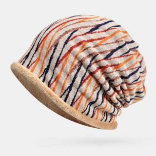 Unisex Plus Samettipaksuus Pitää Lämpimänä Ratsastuksessa Outdoot Stripe Pattern Monikäyttöinen Huivi Päähine Pipo