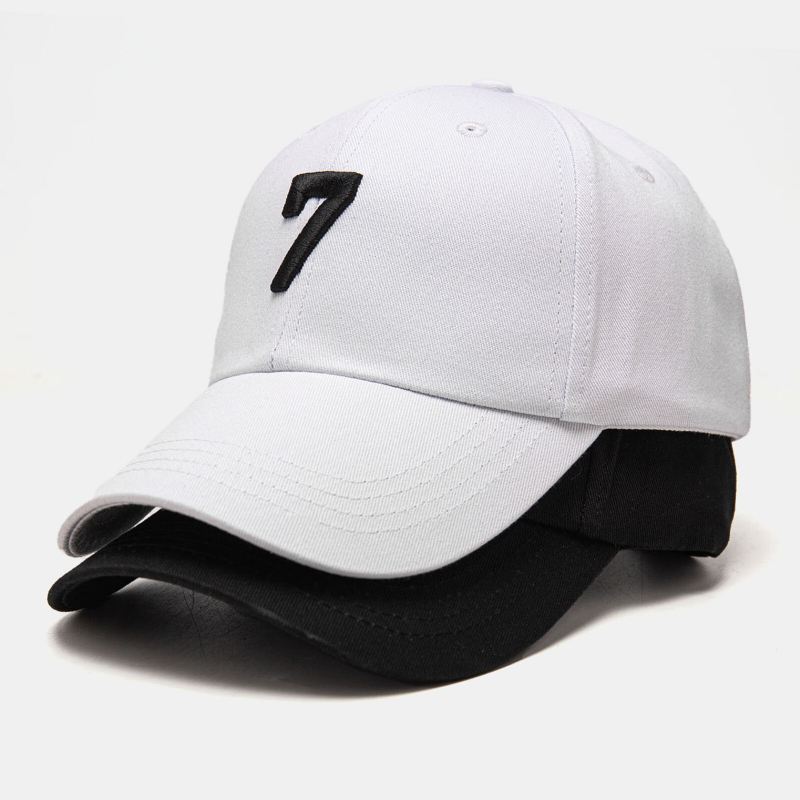Unisex-puuvilla Numero 7 Kuvio Kolmiulotteinen Kirjonta Muoti Aurinkovarjo Baseball-lippikset