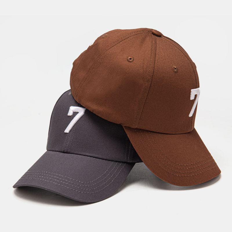 Unisex-puuvilla Numero 7 Kuvio Kolmiulotteinen Kirjonta Muoti Aurinkovarjo Baseball-lippikset