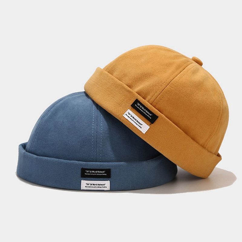 Unisex-puuvilla Yksivärinen Kirjainkangastarra Täysin Sopiva Reunaton Pipo Landlord Cap Skull Cap