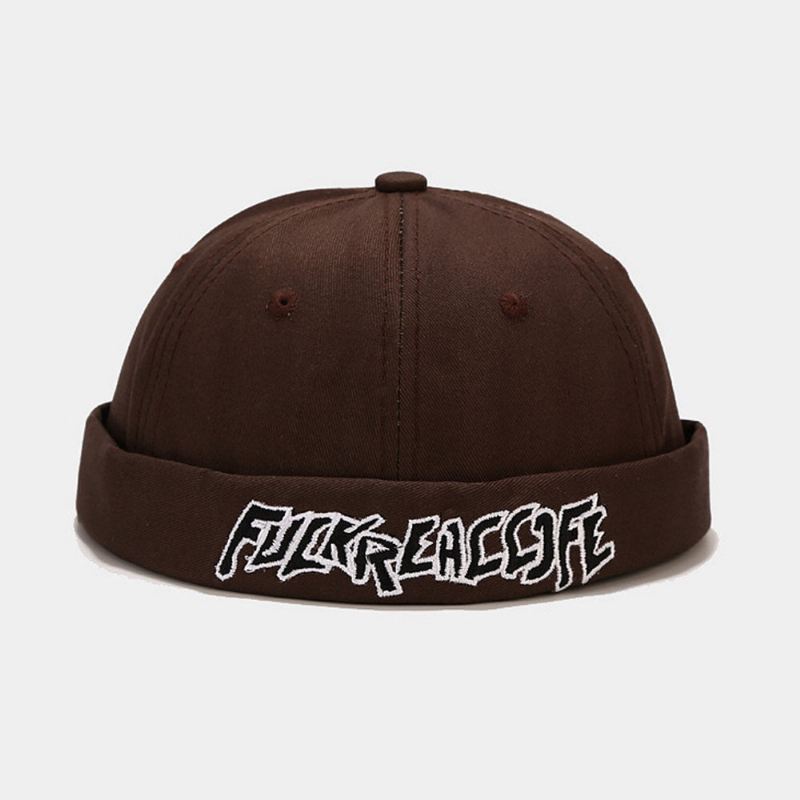 Unisex-puuvilla Yksivärinen Kirjainkirjonta Säädettävä Kiristysnyöri Monipuolinen Reunaton Pipo Landlord Cap Skull Cap