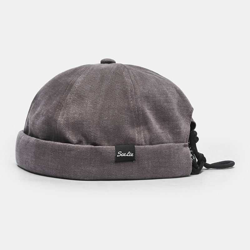 Unisex-puuvilla Yksivärinen Muoti Hip-hop-tyyli Persoonallisuus Köyden Säätö Landlord Cap Brimless Beanie Skull Cap