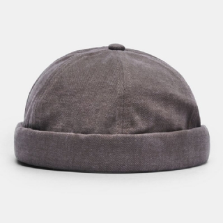 Unisex-puuvilla Yksivärinen Muoti Hip-hop-tyyli Persoonallisuus Köyden Säätö Landlord Cap Brimless Beanie Skull Cap