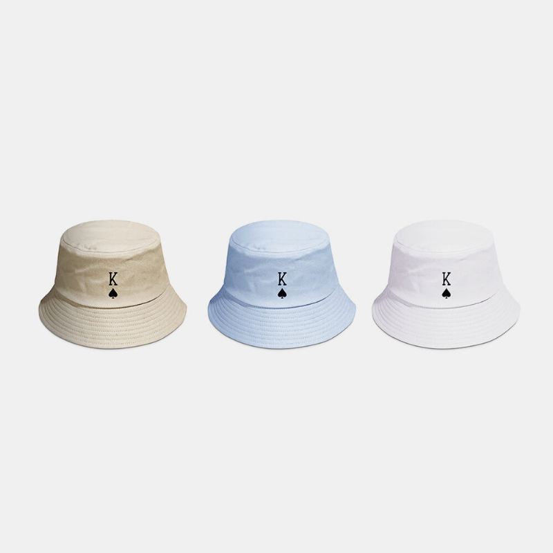 Unisex-puuvilla Yksivärinen Pokeri Rakkauskirje Patakuvio Rento All-match Bucket Hattu