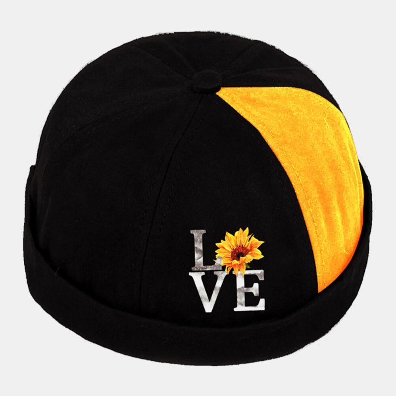 Unisex-puuvillainen Auringonkukkakirjain Tilkkukuvio Muoti Energinen Reunaton Pipo Landlord Cap Skull Cap