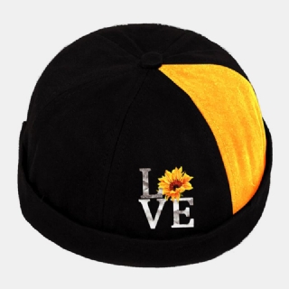 Unisex-puuvillainen Auringonkukkakirjain Tilkkukuvio Muoti Energinen Reunaton Pipo Landlord Cap Skull Cap