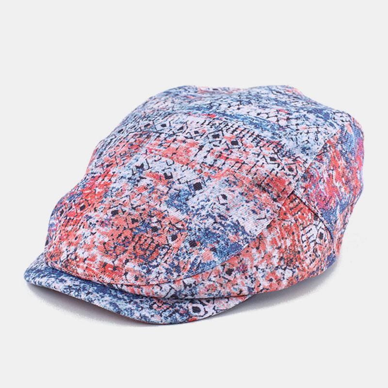 Unisex-puuvillainen Kukkakangas Rento Säädettävä Aurinkosuoja Eteenpäin Hattu Ohut Barettipäällinen Litteä Hattu