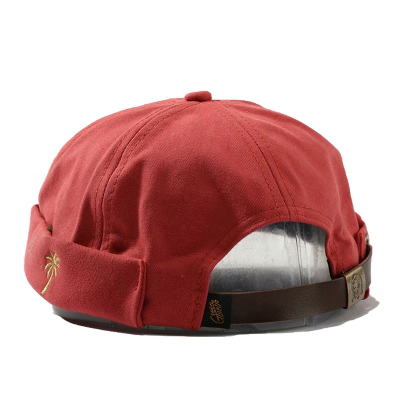 Unisex-puuvillainen Rento Säädettävä Trendihip Hop Street Kookospuukuvio Ranta Brimless Pipo Landlord-hattu Pääkallohattu