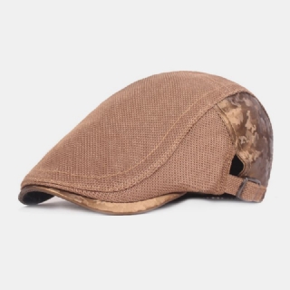 Unisex-puuvillaverkko Hengittävä Muoti Ulkoilu Aurinkosuoja Eteenpäin Cap Baretti Lippikset Litteä Hattu