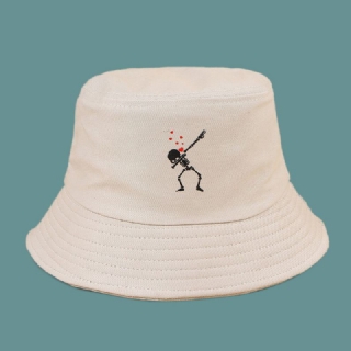 Unisex Sarjakuva Love Skull Print Twill Cap Puuvilla Yksivärinen Muoti Auringonsuoja Bucket Hattu