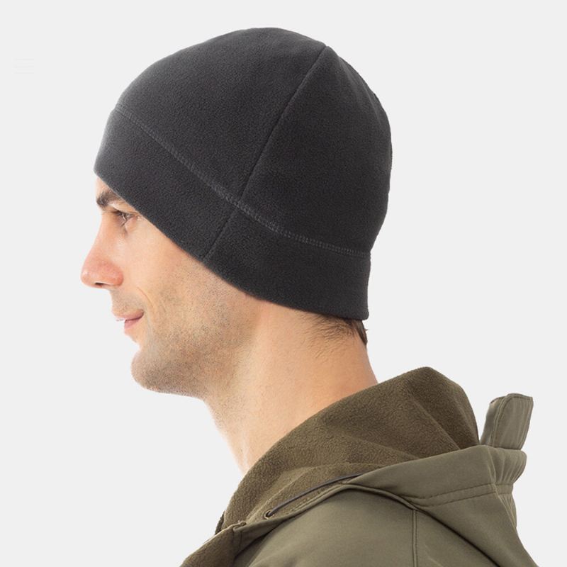 Unisex Solid Color Kylmäsuoja Lämpö Polar Fleece Hattu Ulkoilu Hiihto Hiihto Rimless Pipo