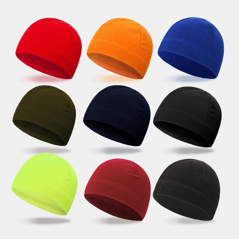 Unisex Solid Color Kylmäsuoja Lämpö Polar Fleece Hattu Ulkoilu Hiihto Hiihto Rimless Pipo