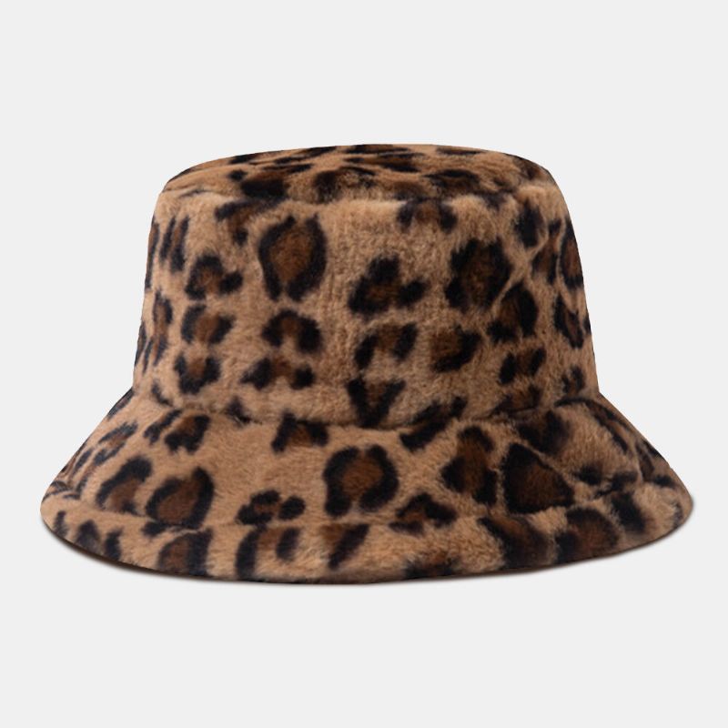 Unisex Tekokanin Turkista Leopardikuvio Paksu Lämpö Vintage Ämpärihattu
