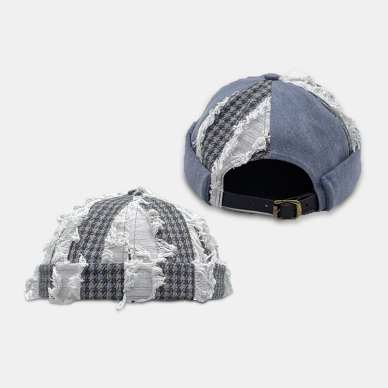 Unisex-väriä Yhteensopiva Kihartu Tupsu Hip-hop Brimless Beanie Landlord Cap Skull Cap