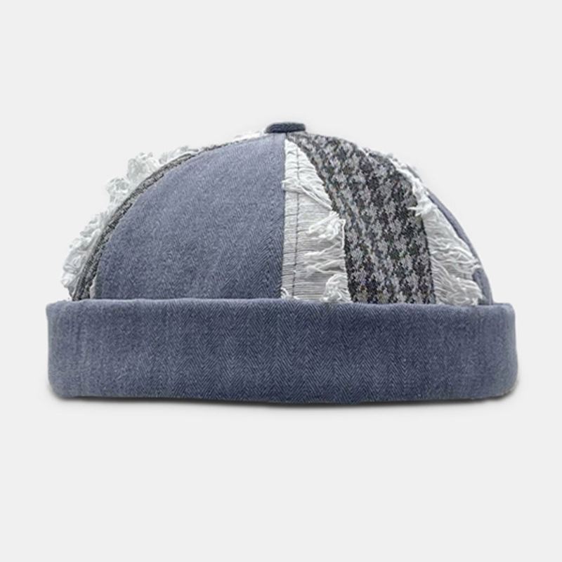 Unisex-väriä Yhteensopiva Kihartu Tupsu Hip-hop Brimless Beanie Landlord Cap Skull Cap