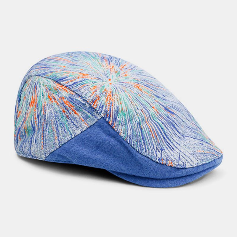 Unisex-värikirjonta Jacquard-aurinkovarjo Ulkona Ruudullinen Baretti Lippalakki Litteä Hattu Maalarihattu