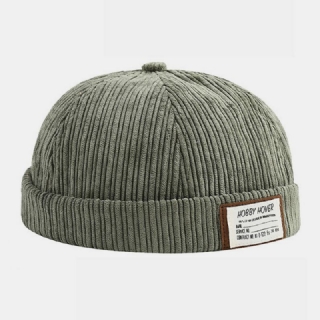 Unisex Vakosametti Yksivärinen Kirjain Kangastikku Landlord Cap Brimless Beanie Skull Cap