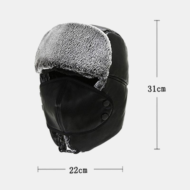 Unisex Winter Thicken Lämmin Trapper Hattu Irrotettava Naamio Verho Ulkona Tuulenpitävä Kuulosuojaus Venäläinen Hattu Ushanka Hat