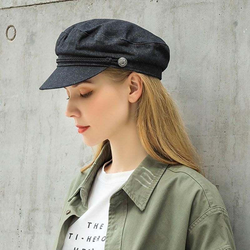 Vintage Cotton Cowboy Newsboy Hat Kahdeksankulmainen Hattu Villi Maalari Hattu Tasaiset Hatut